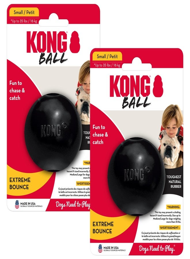 KONG Extreme Ball 2-Pack – Durable Rubber Dog Toy for Power Chewers – Tough Fetch Ball with Hole for Treats – Ideal for Training & Interactive Play – Black (Small) - Image 1